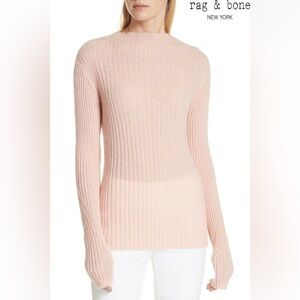 Rag & bone donna ribbed mohair angora wool long sleeve top size large